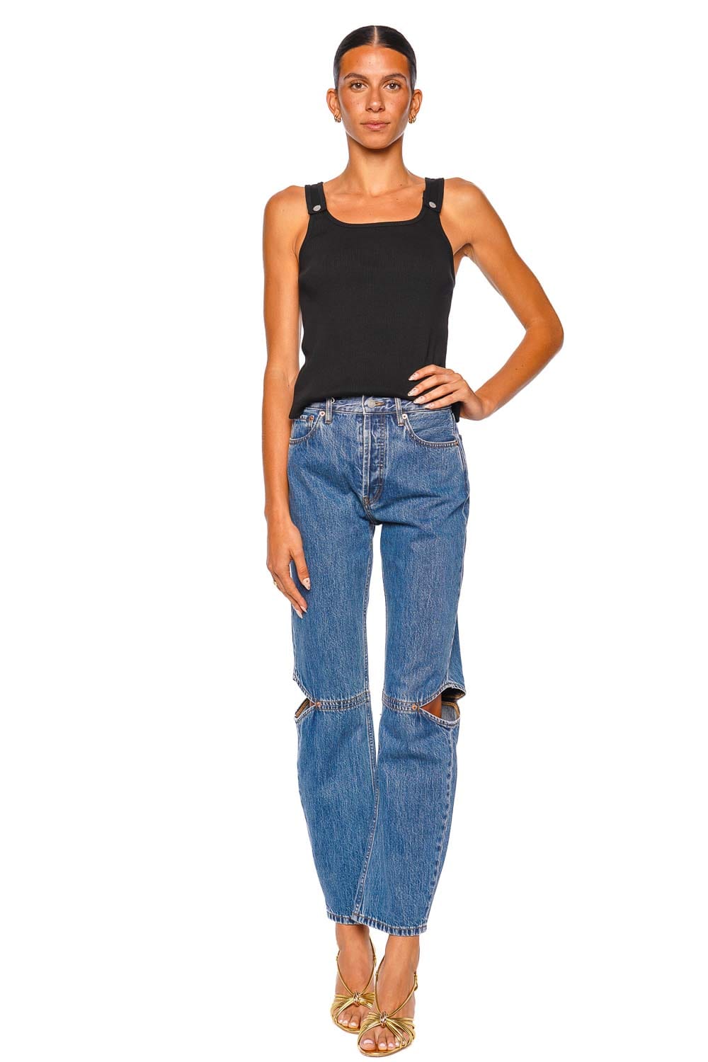 Still Here Cowgirl in Classic Blue Classic Blue High Rise Straight Leg Jeans
