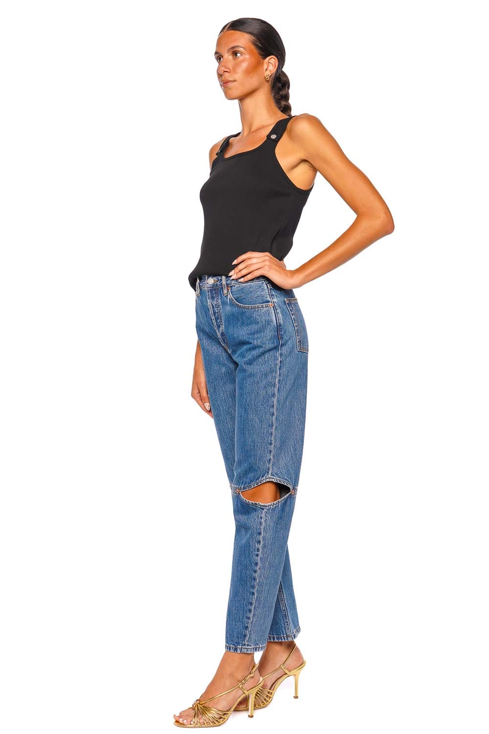 Still Here Cowgirl in Classic Blue Classic Blue High Rise Straight Leg Jeans