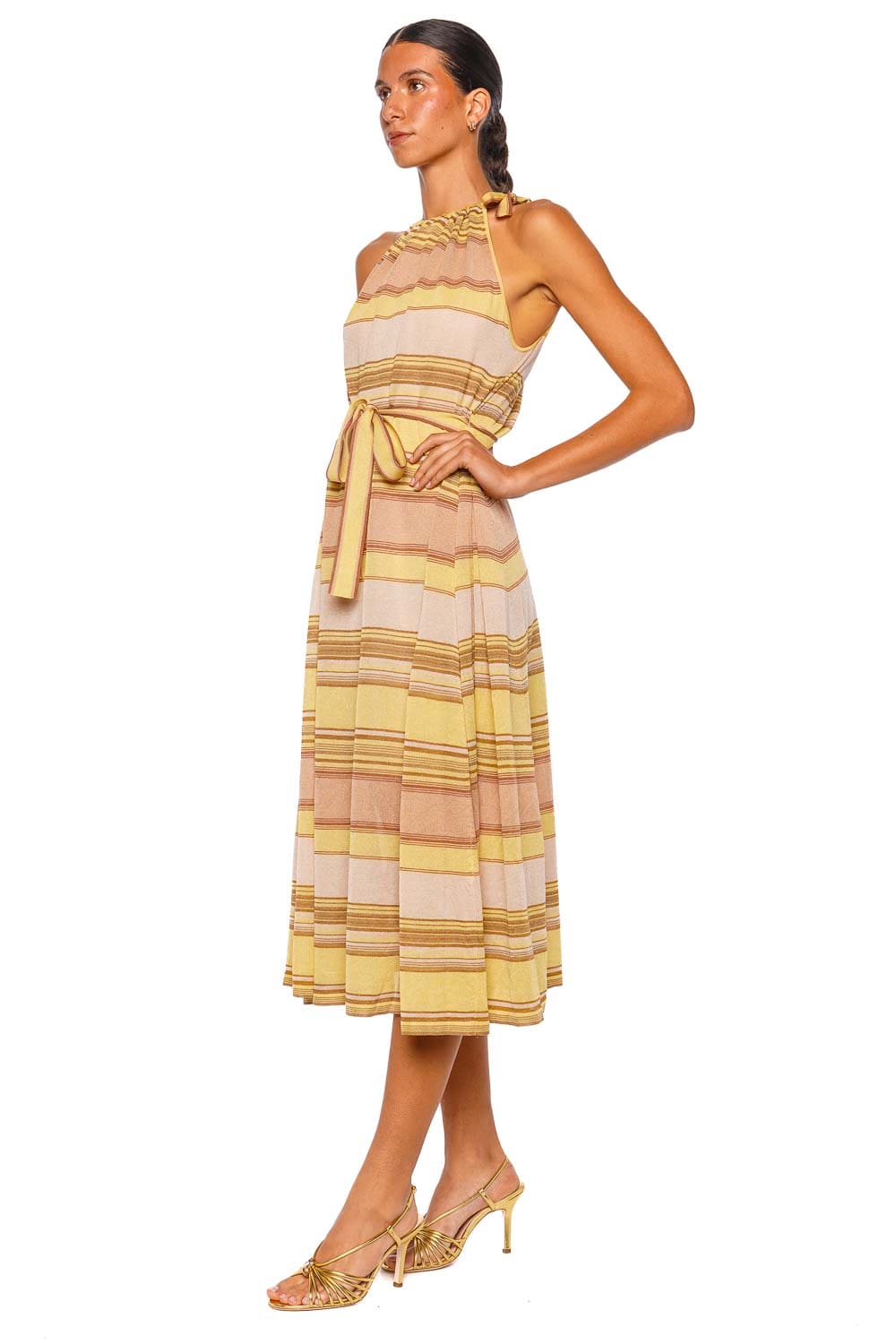 ZIMMERMANN Indra Yellow Multi Halter Midi Dress