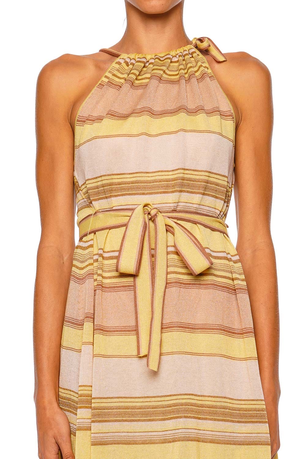 ZIMMERMANN Indra Yellow Multi Halter Midi Dress