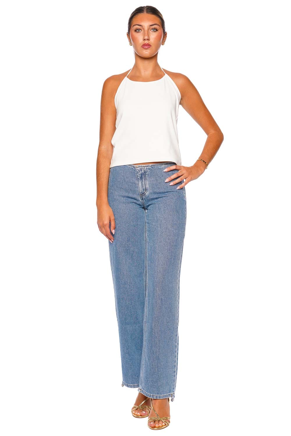 Still Here Sport Classic Blue Low Rise Drawstring Jean