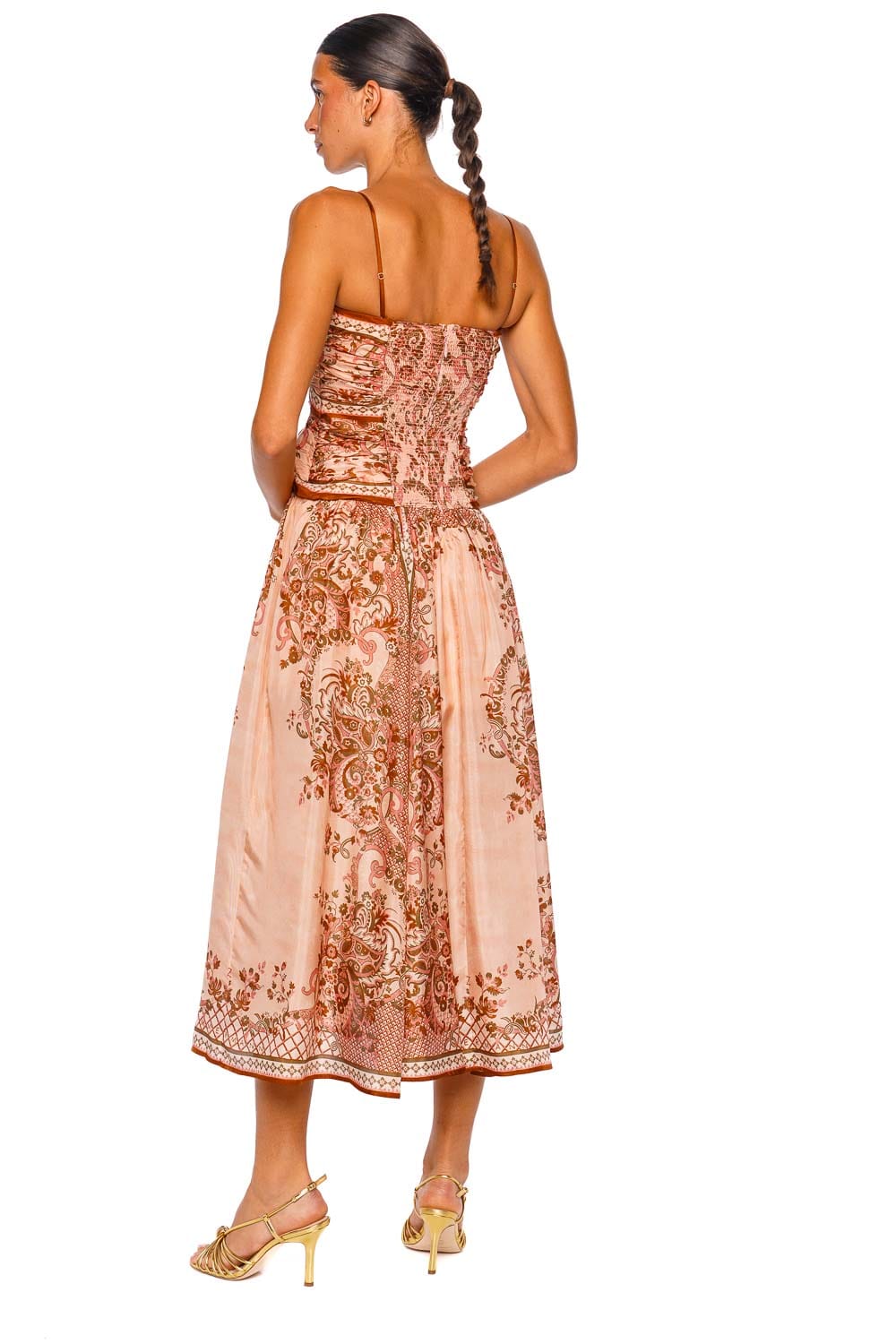 ZIMMERMANN Aster Scarf Pink Strappy Cutout Midi Dress