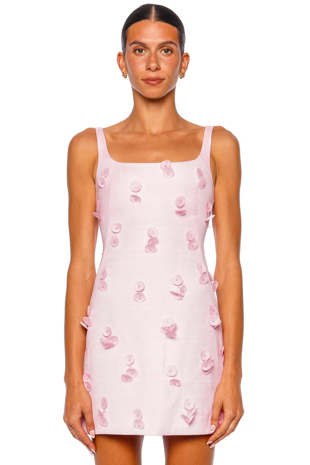 SIMKHAI Cailinn Tulip Embellished Sleeveless Mini Dress