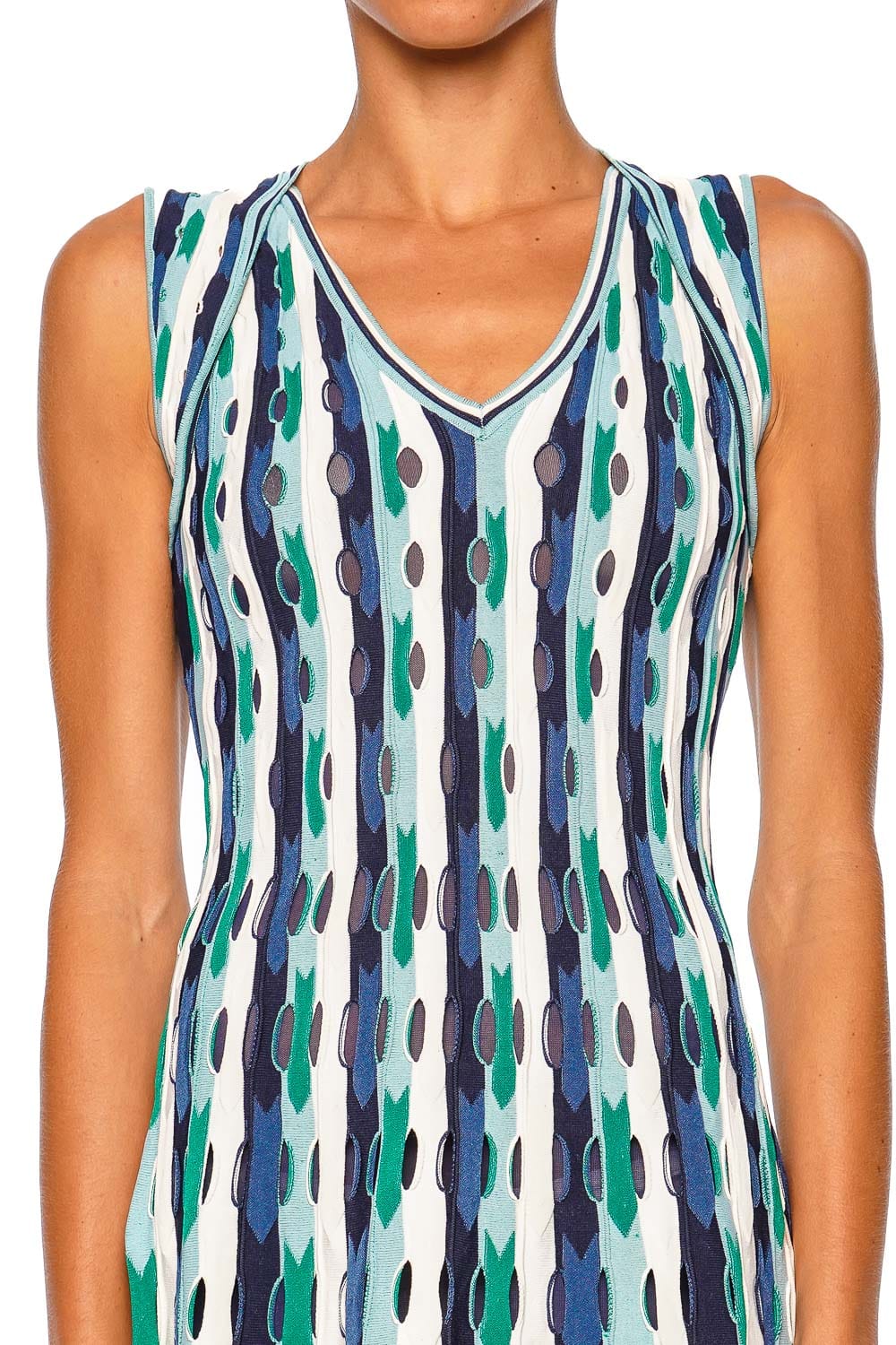 SIMKHAI Langley Knit Sleeveless Mini Dress Kelly Green Multi