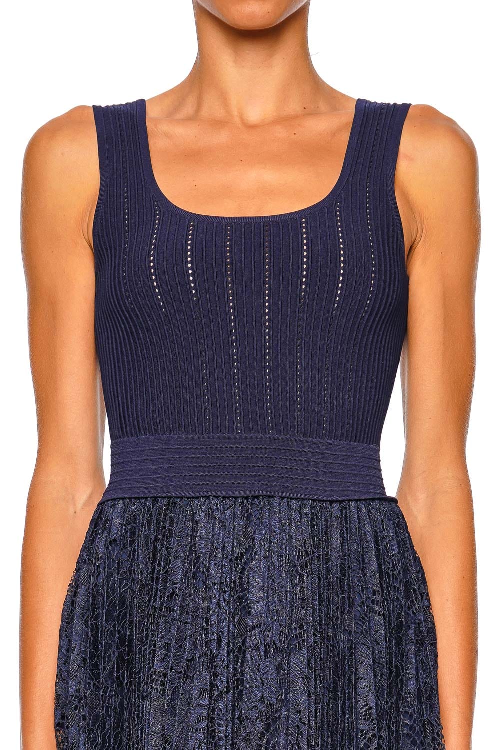 SIMKHAI Ellis Midnight Knit Lace Mini Dress Sleeveless