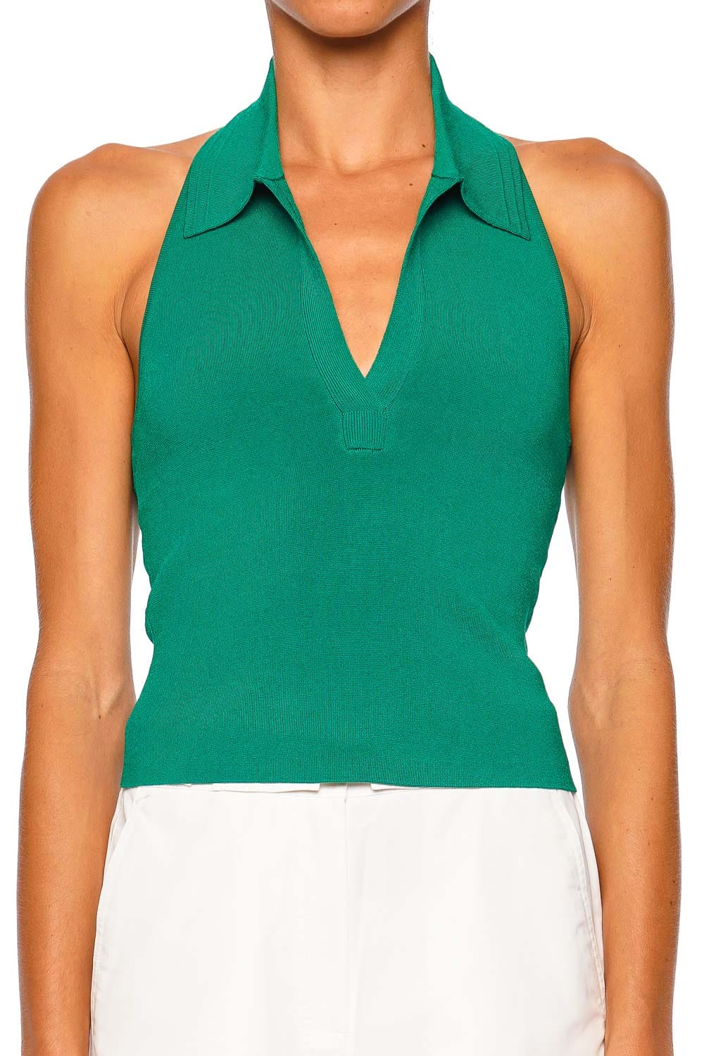 SIMKHAI Chloe Knit Halter Tank Sleeveless Kelly Green