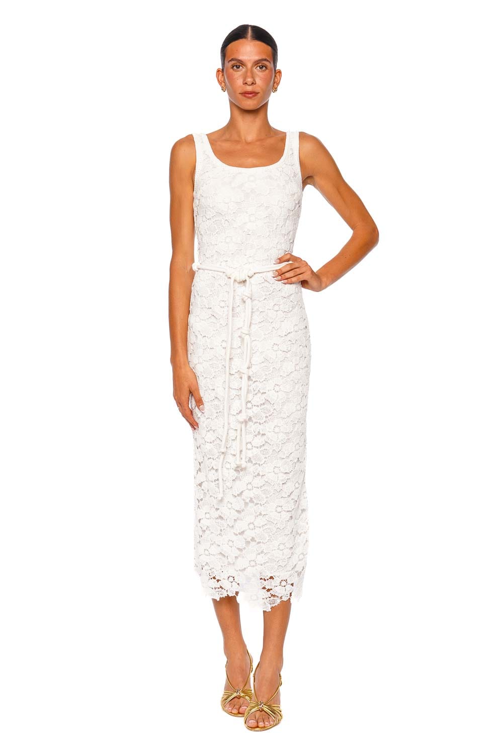 ワンピース andmary Alice long dress ivory Eloise Ivory Lace Belted Sleeveless Maxi Dress