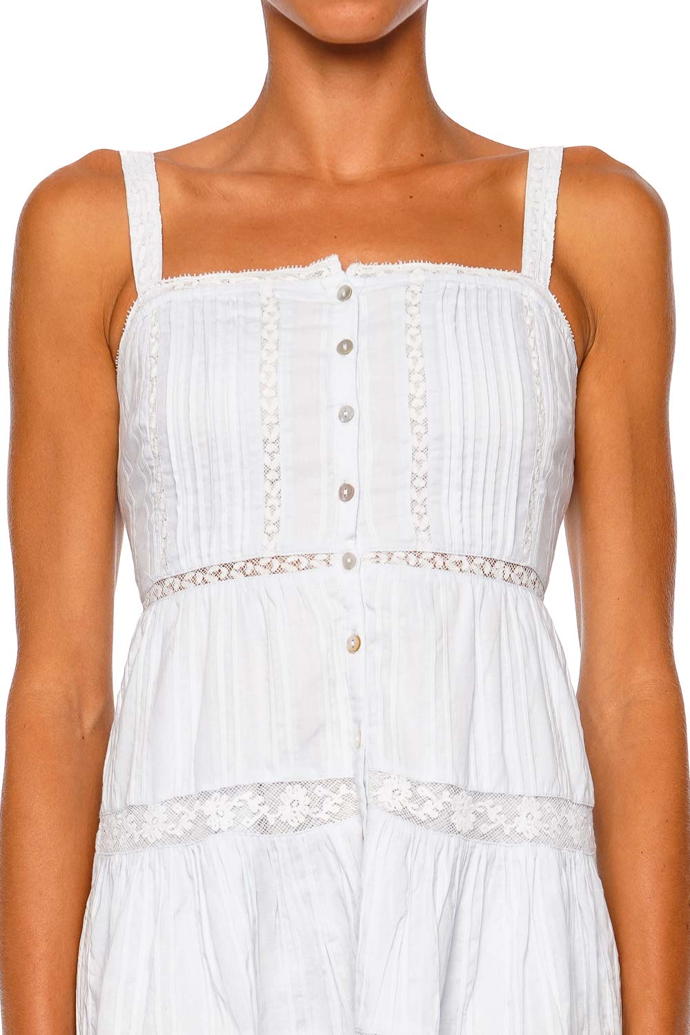 LoveShackFancy Charlize White Strappy Mini Dress