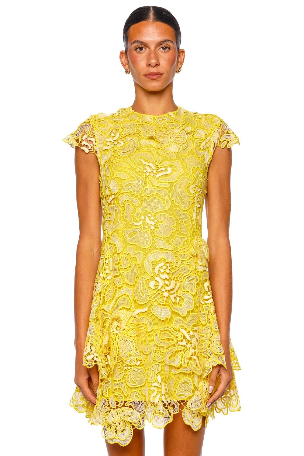 SIMKHAI Novelle Buttercream Floral Lace Mini Dress