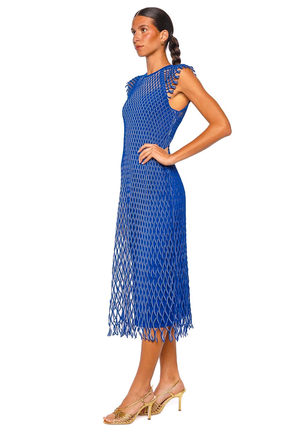 SIMKHAI Faylen Royal Blue Knit Cap Sleeve Midi Dress