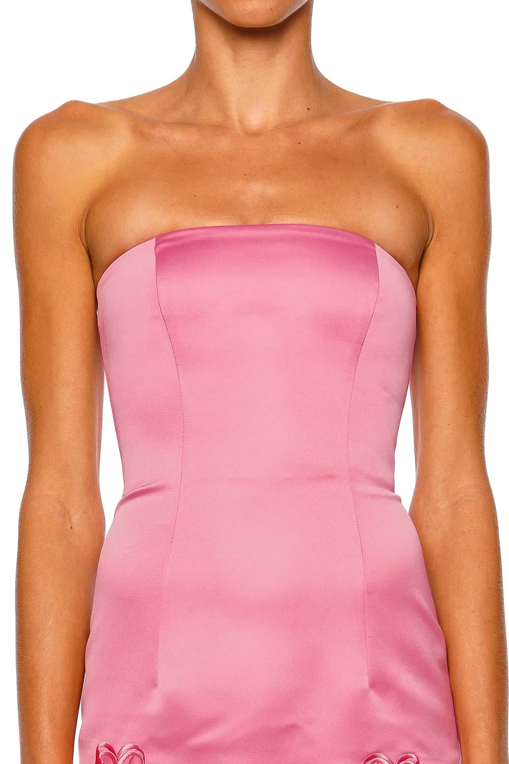 LEO LIN Rayna Applique Bustier Fuchsia Strapless Maxi Dress