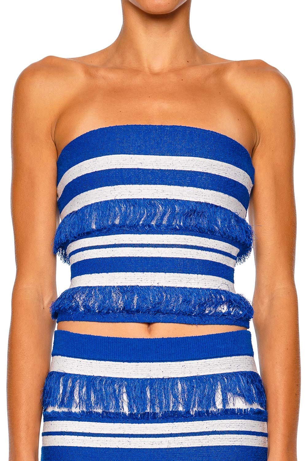SIMKHAI Cairo Royal Blue Stripe Strapless Knit Tube Top