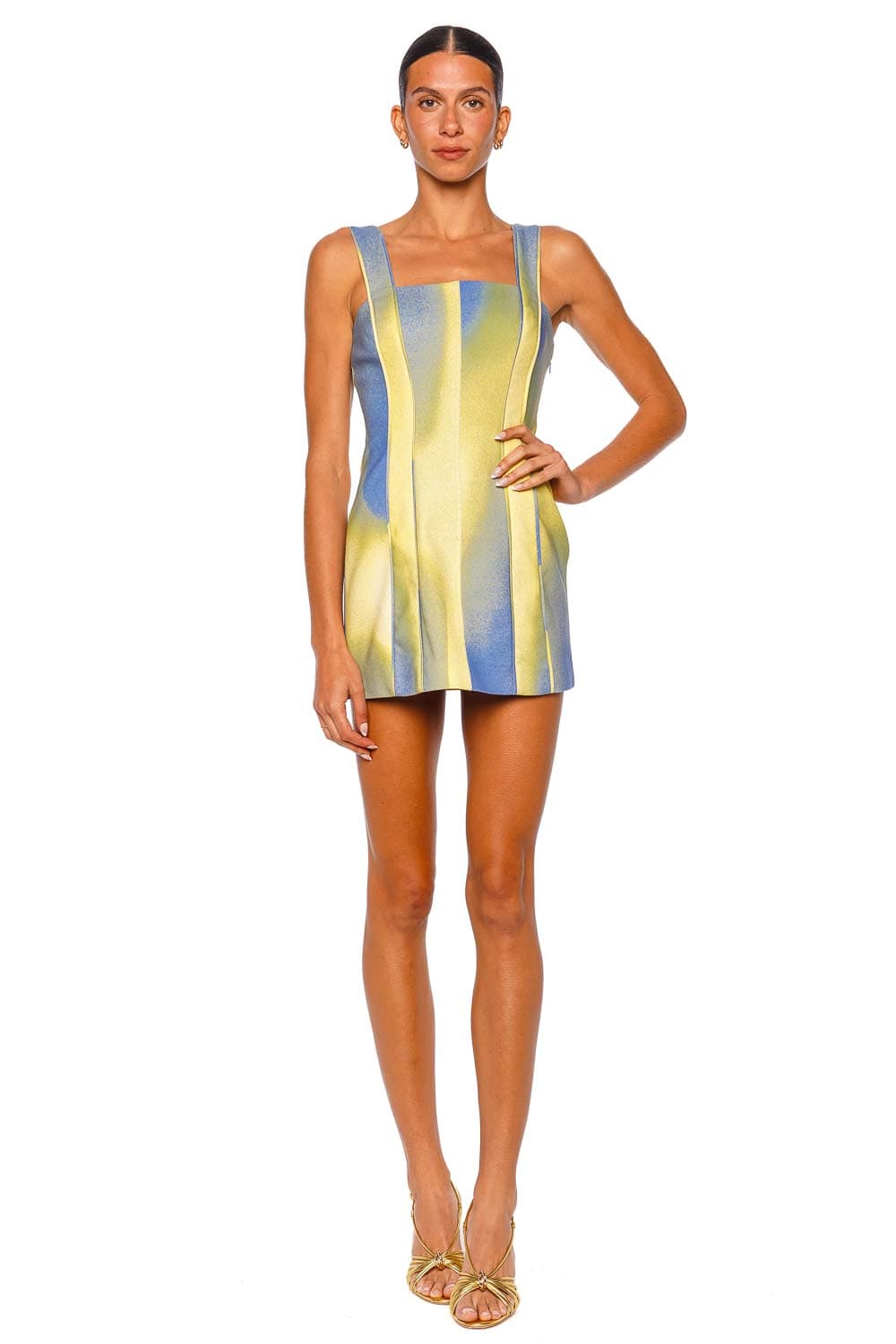 SIMKHAI Calyx Golden Hour Twilight Mini Dress with Wide Straps