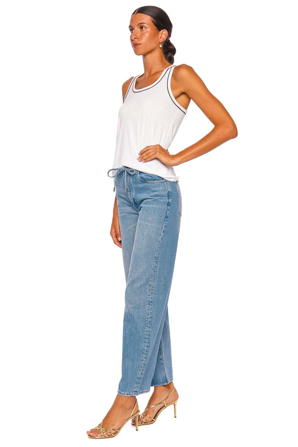 FRAME The Ringer Tank White Sleeveless Racerback Tank Top