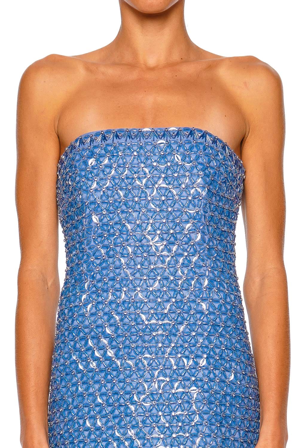 SIMKHAI Vanessa Periwinkle Embellished Strapless Midi Dress