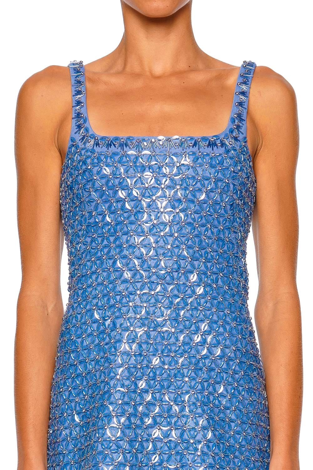 SIMKHAI Ziva Embellished Periwinkle Mini Dress with Straps