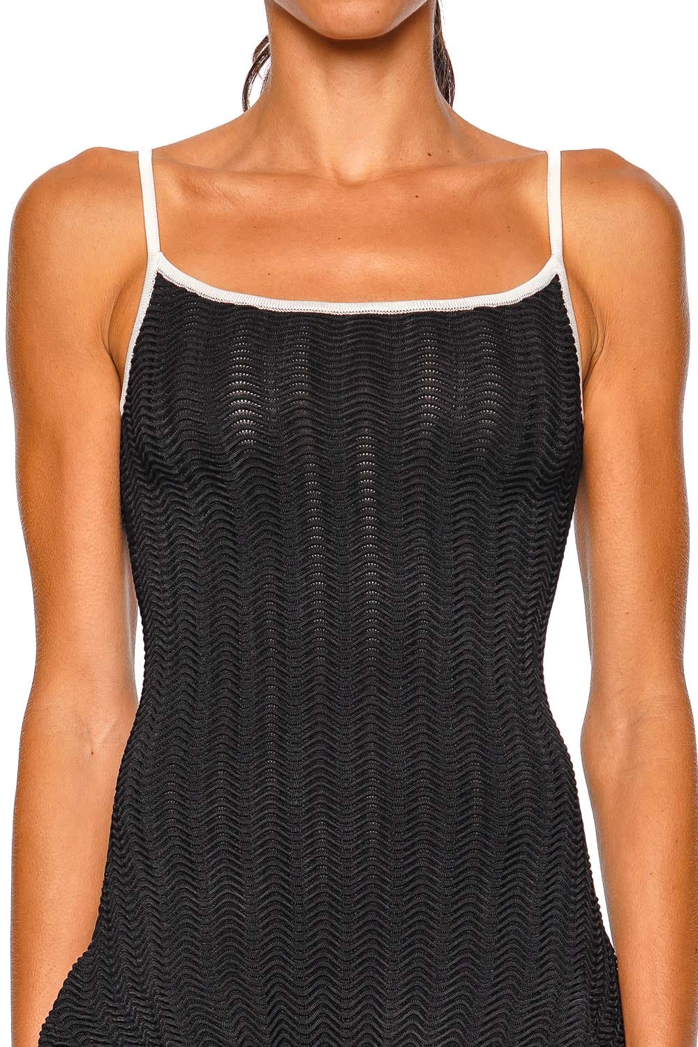 Solid & Striped The Talia Black Wavy Ribbed Knit Mini Dress