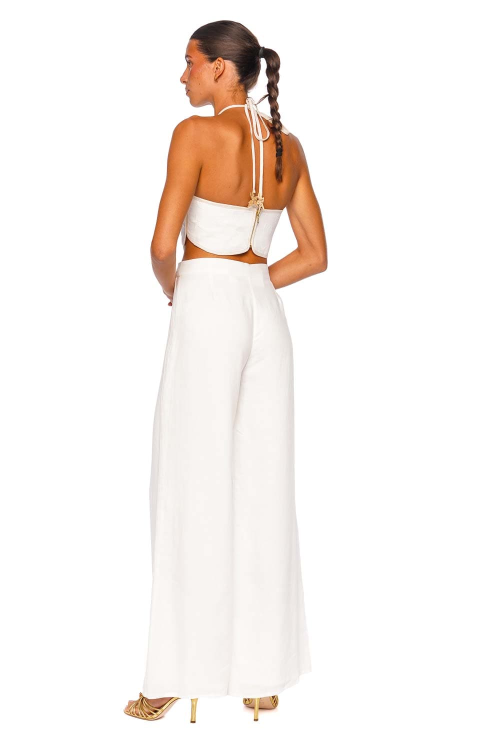 Azulu Lenny Ivory Seashell Scalloped Halter Top