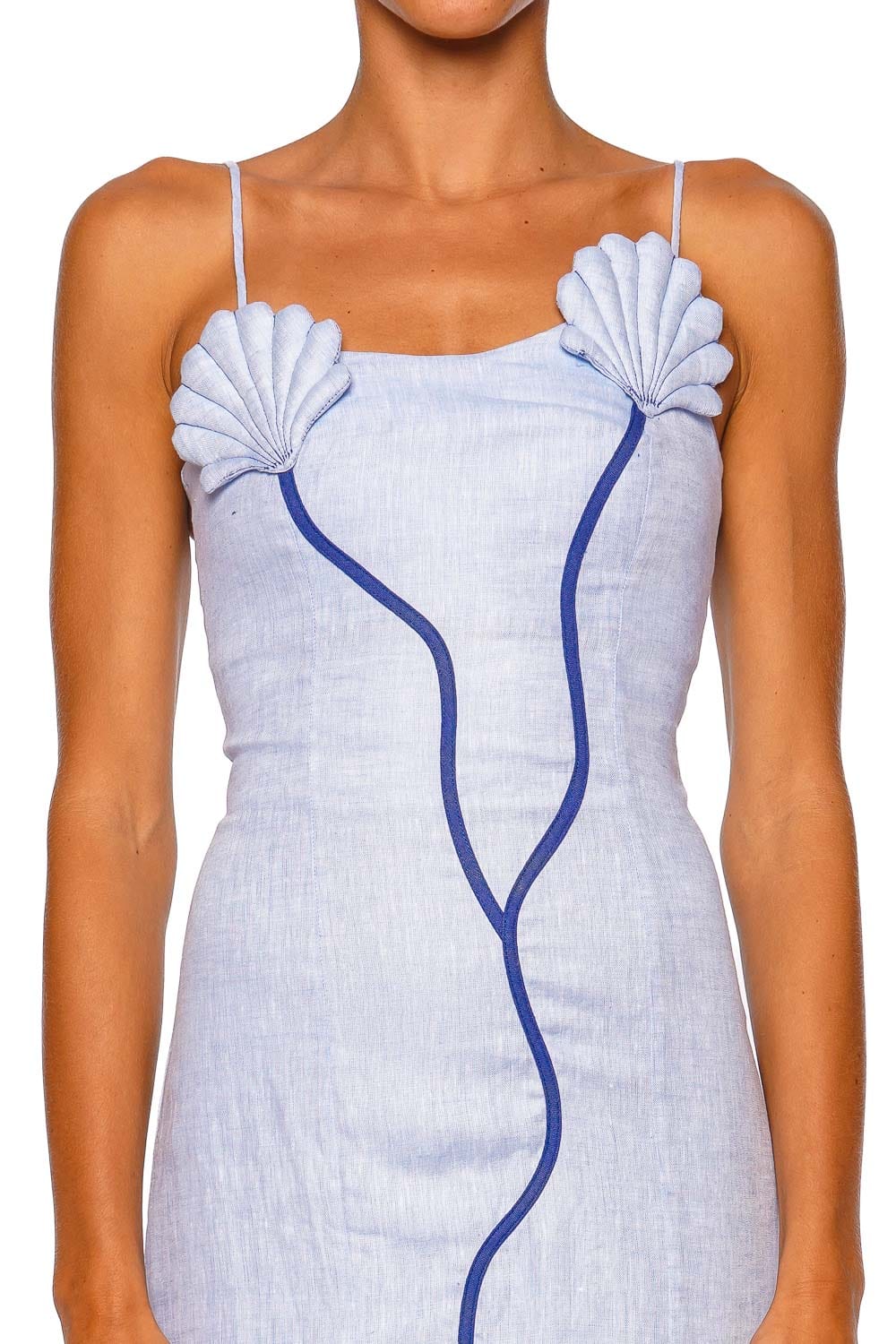 Azulu Antonia Wave Blue Strappy Maxi Dress