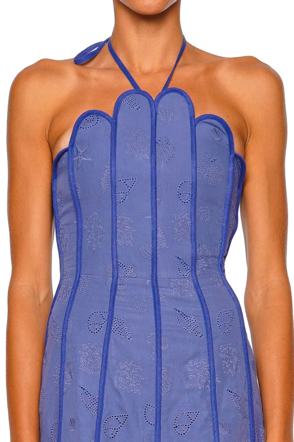 Azulu Lenny Deep Sea Seashells Halter Mini Dress