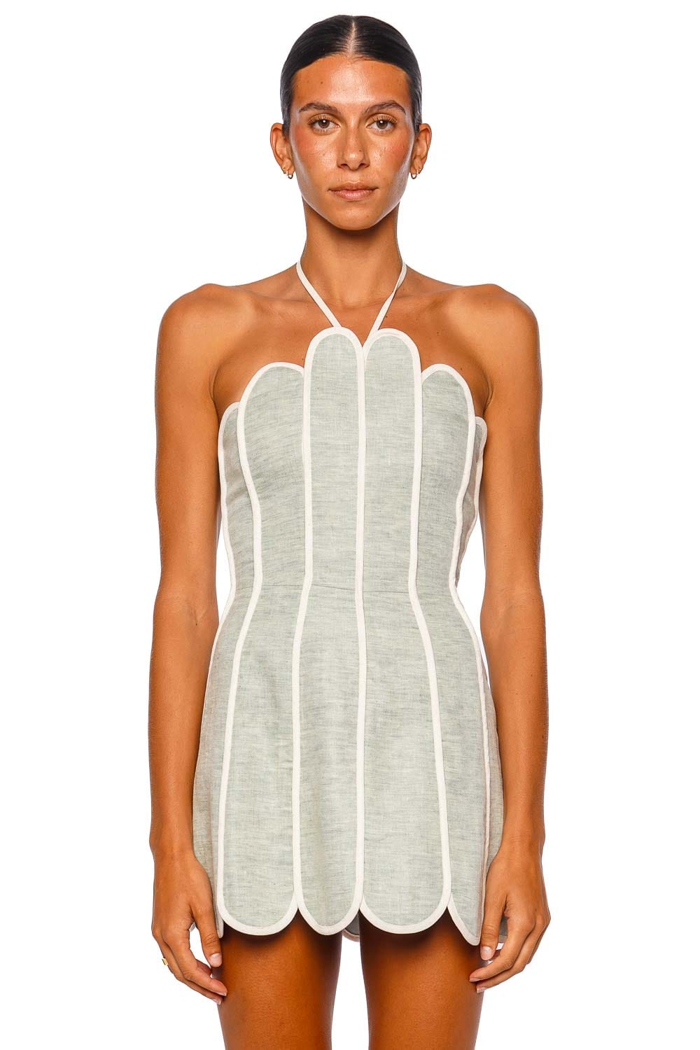 Azulu Lenny Seafoam Green Halter Mini Dress