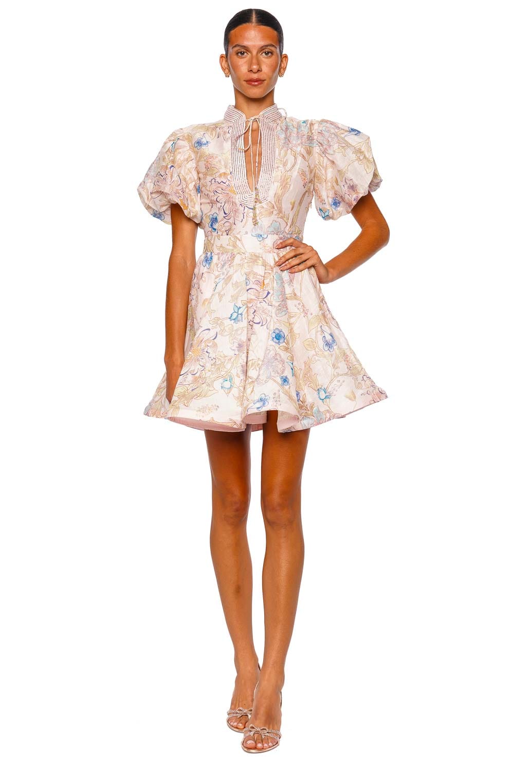 LA FUORI Alysium Symphony Multi Floral Puff Sleeve Mini Dress