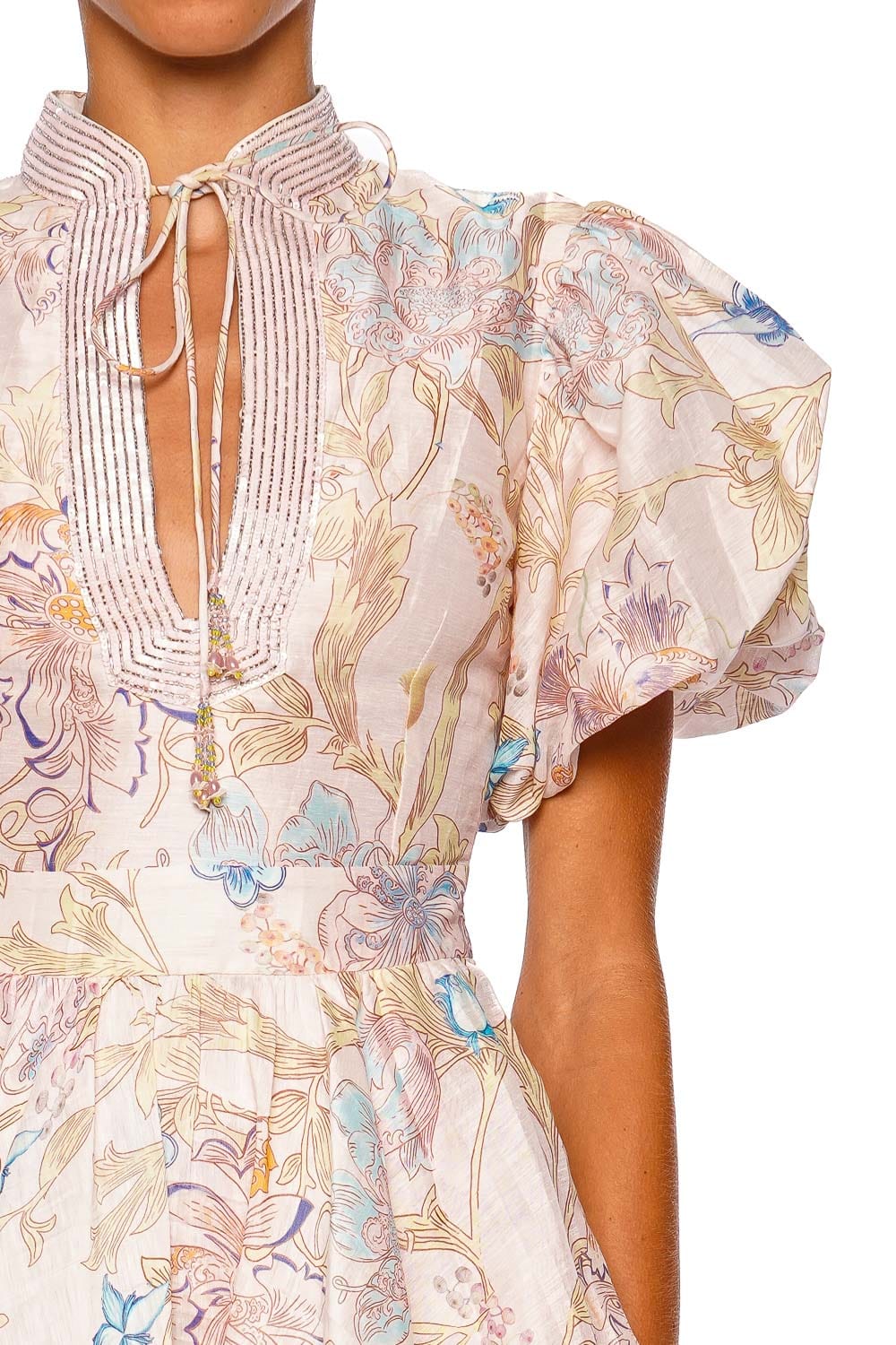 LA FUORI Alysium Symphony Multi Floral Puff Sleeve Mini Dress