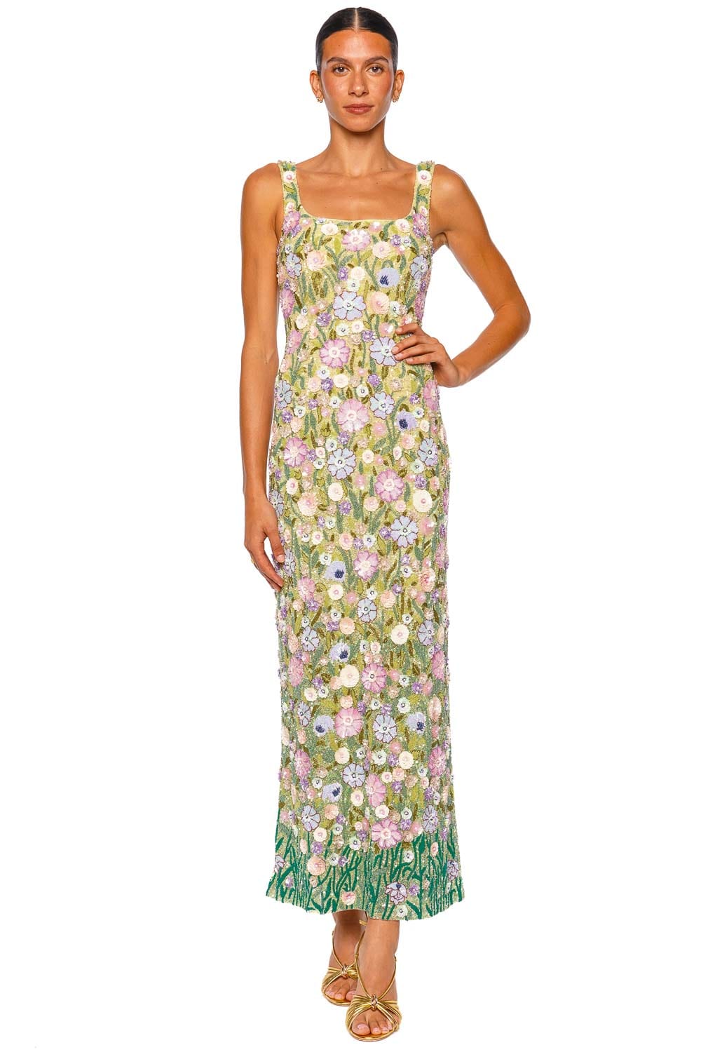 LA FUORI Sylvan Mystical Meadow Multi Floral Sleeveless Maxi Dress