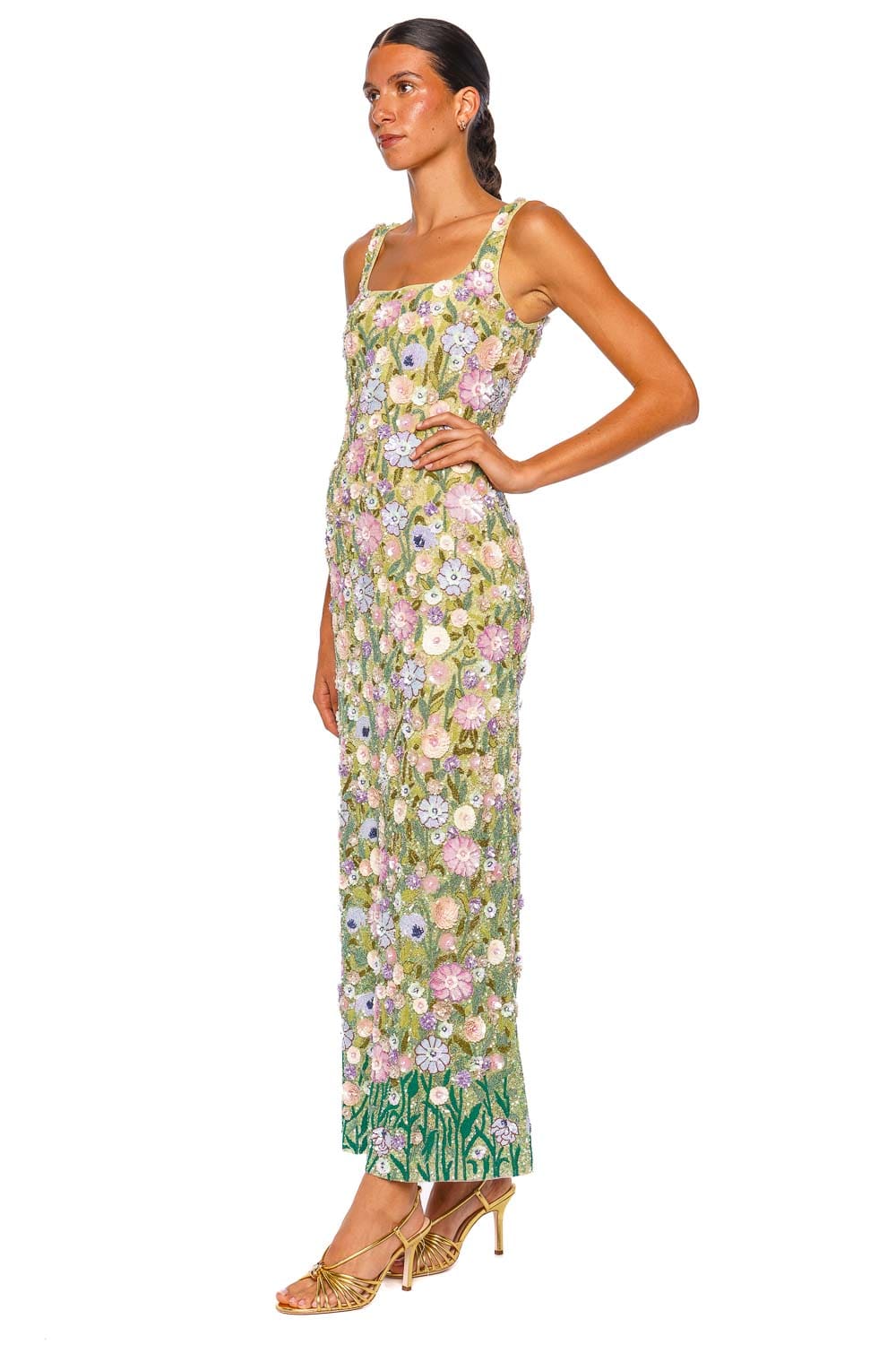 LA FUORI Sylvan Mystical Meadow Multi Floral Sleeveless Maxi Dress