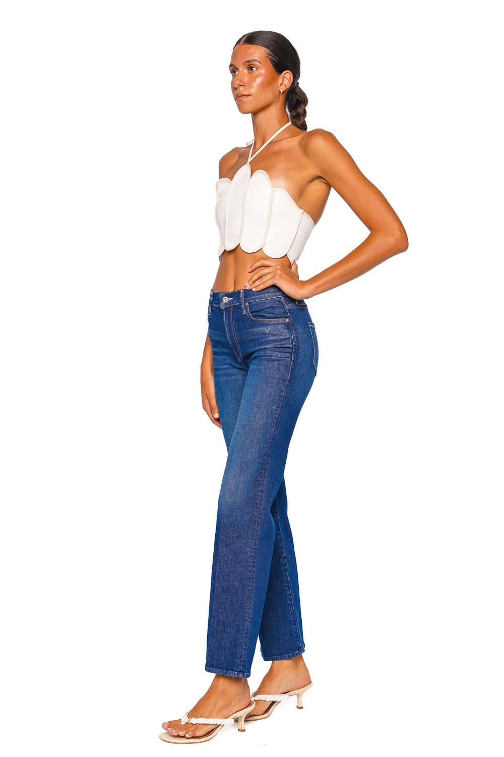 MOTHER Denim The Kick It Made In The Shade Blue High Rise Kick Flare Jeans