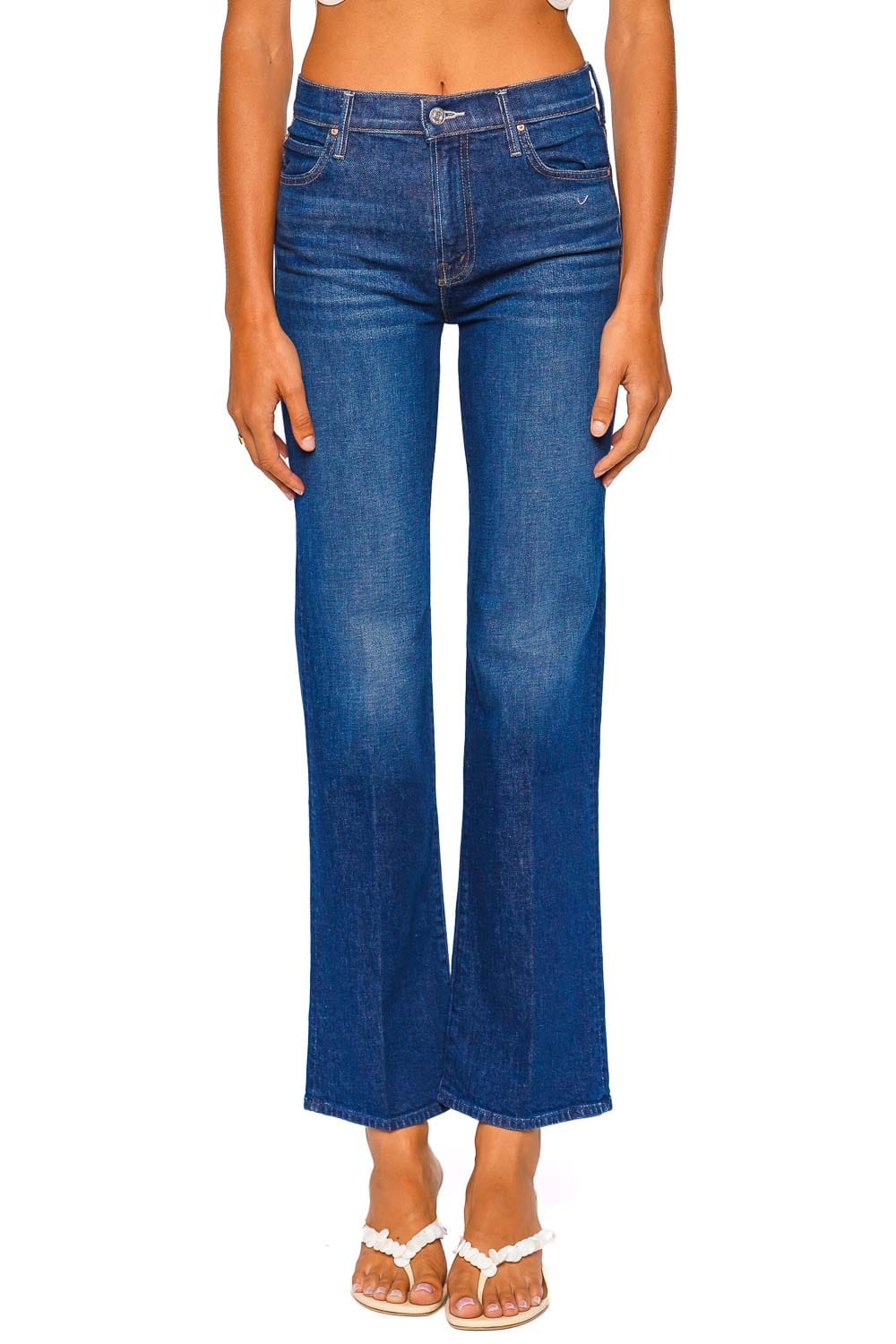 MOTHER Denim The Kick It Made In The Shade Blue High Rise Kick Flare Jeans