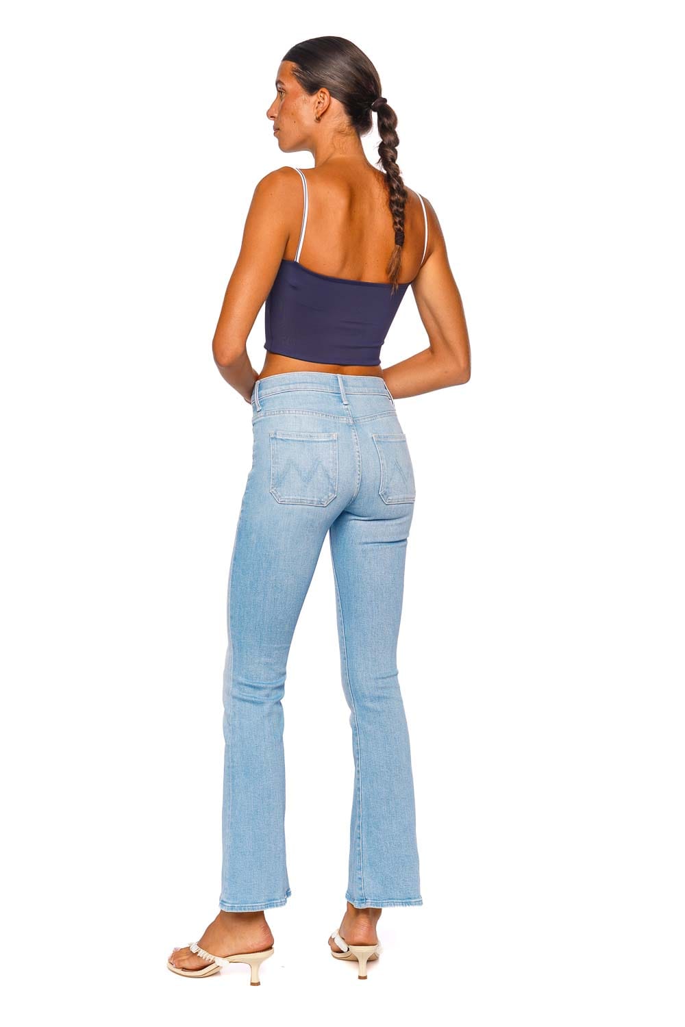 MOTHER Denim The Patch Pocket Weekender Light Wash Flare Jeans