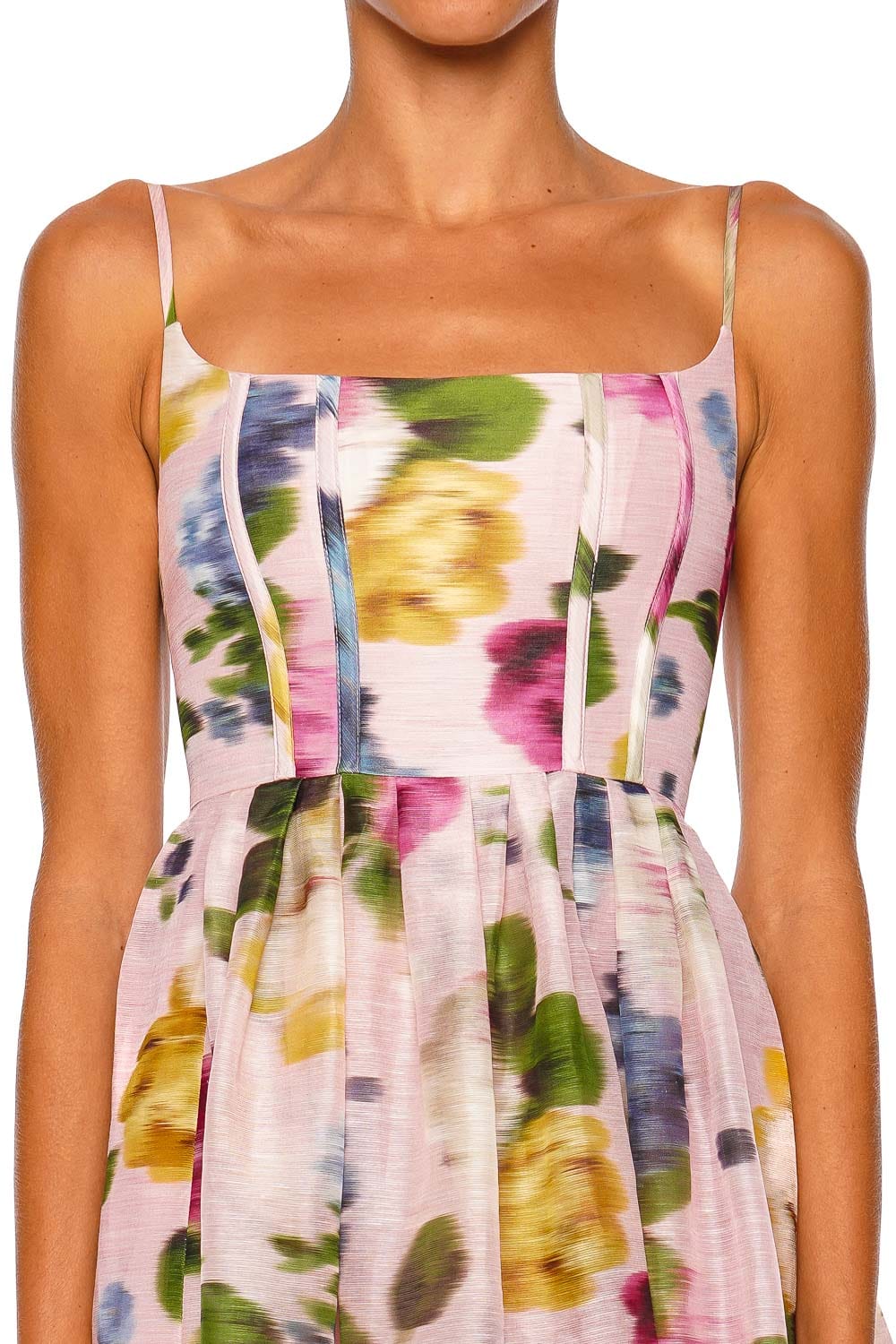 Carolina Herrera Thin Strap Rosewater Floral Midi Dress