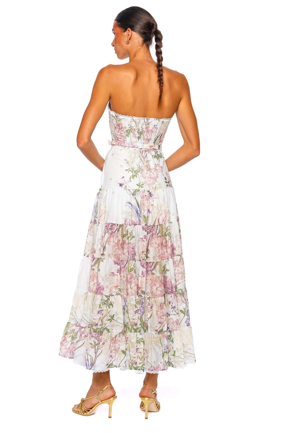 CHARO RUIZ IBIZA Danny Blue Botanic Strapless Long Dress