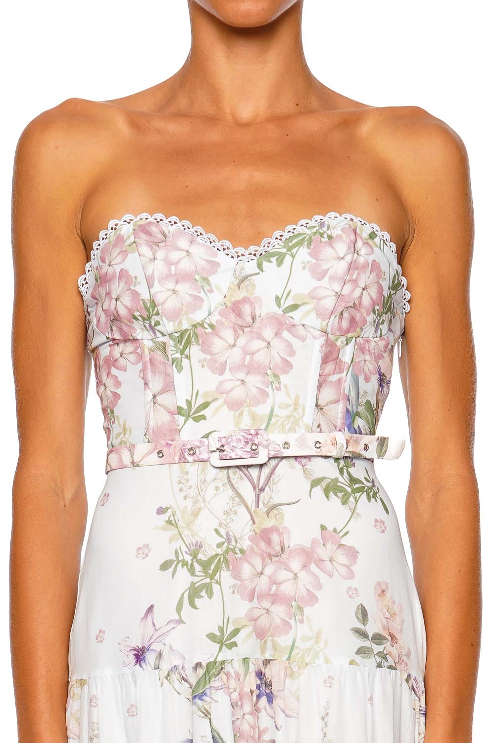 CHARO RUIZ IBIZA Danny Blue Botanic Strapless Long Dress