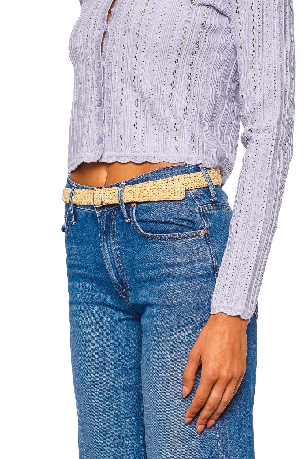 Déhanche Mako Silver Palm Raffia Natural Woven Belt