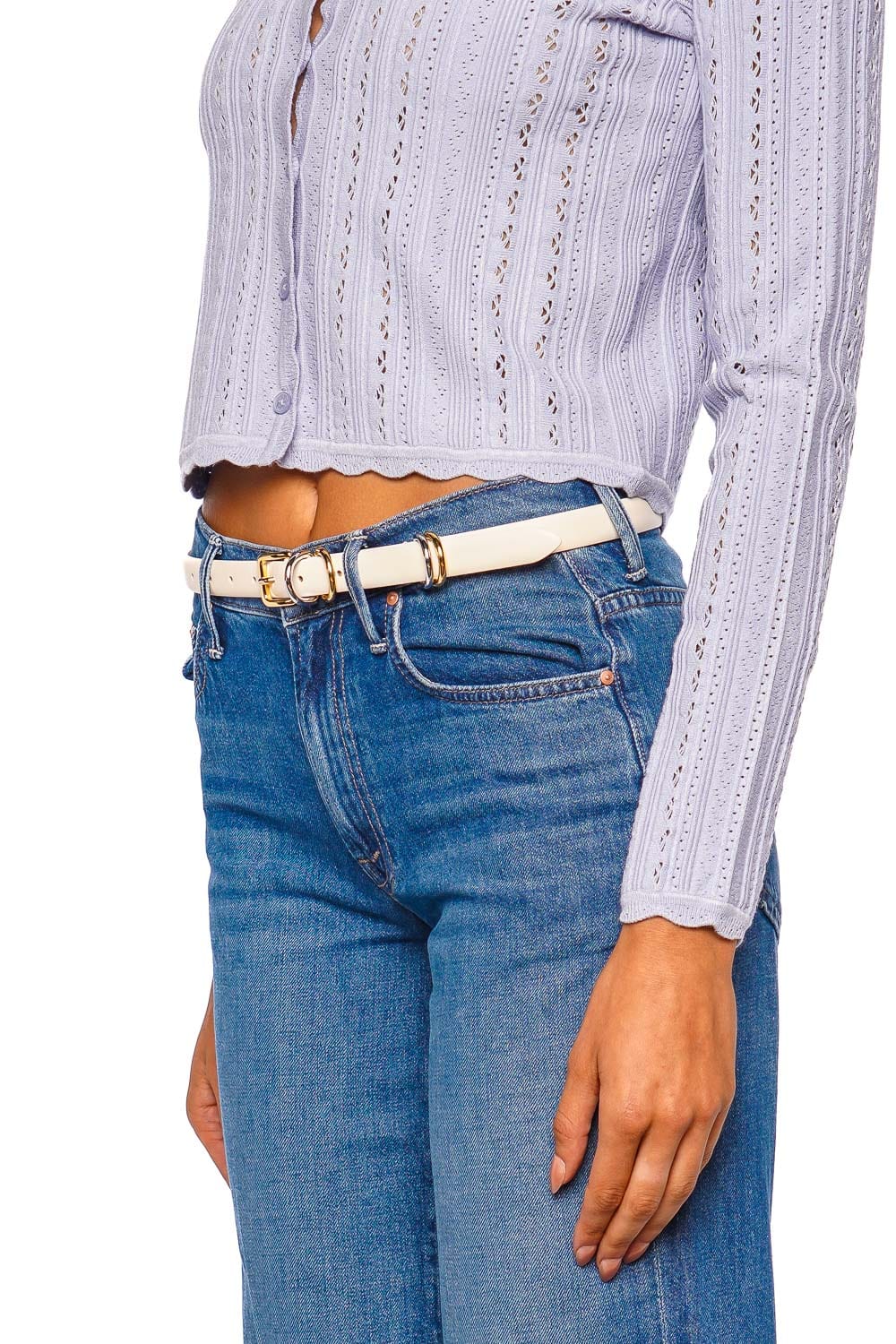 Déhanche Constance Mixed Metal Ivory Leather Belt