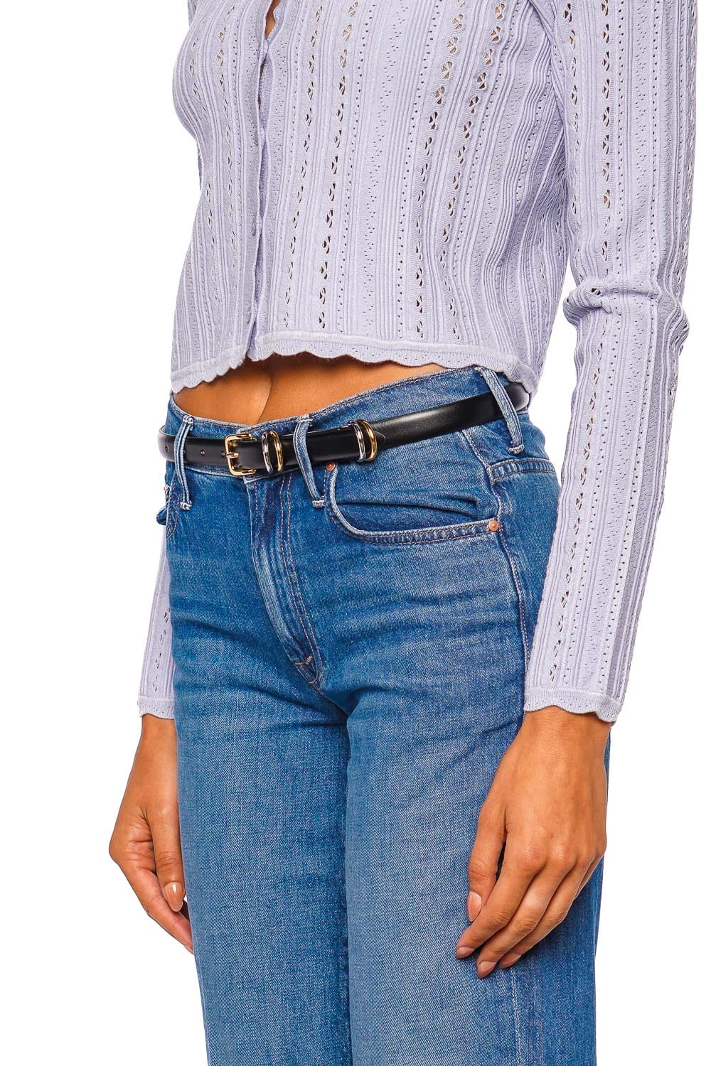 Déhanche Constance Mixed Metal Black Leather Belt