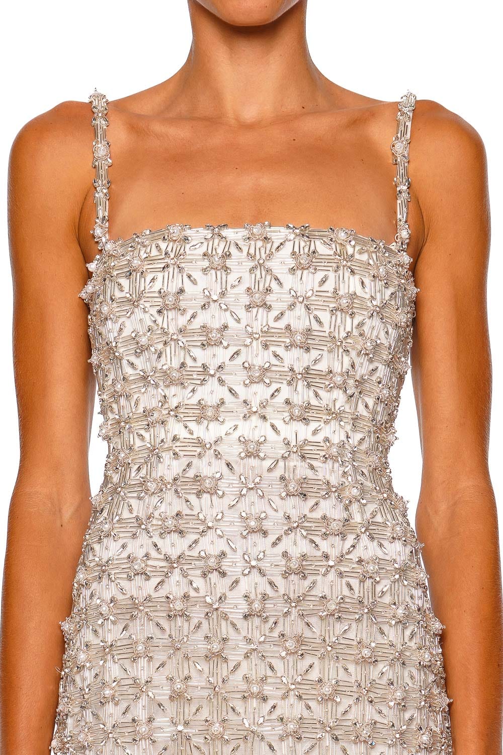 Rachel Gilbert Austin Silver Strappy Mini Dress