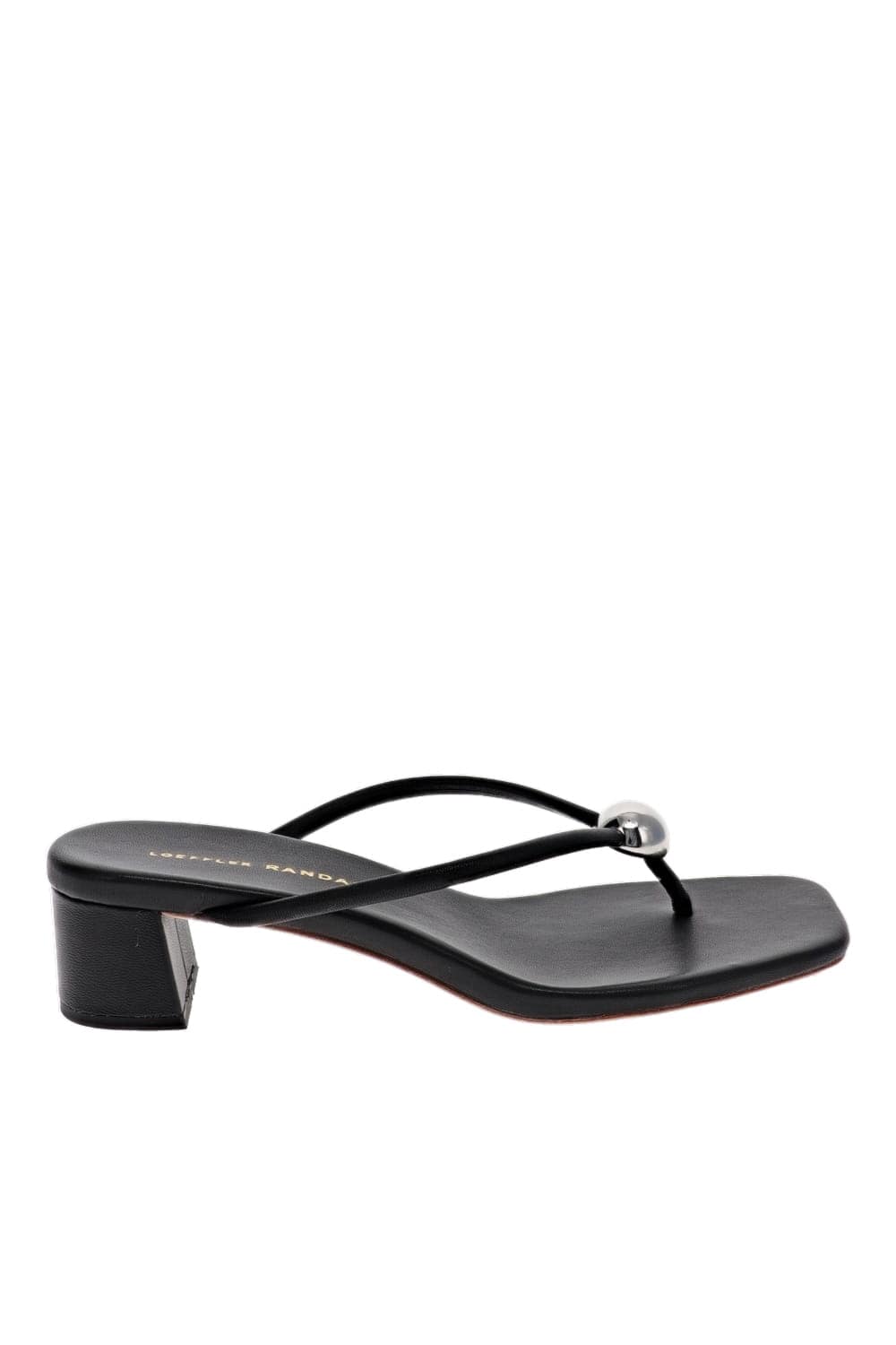 Loeffler Randall Odessa Black Heeled Mule Sandals with Hardware Detail