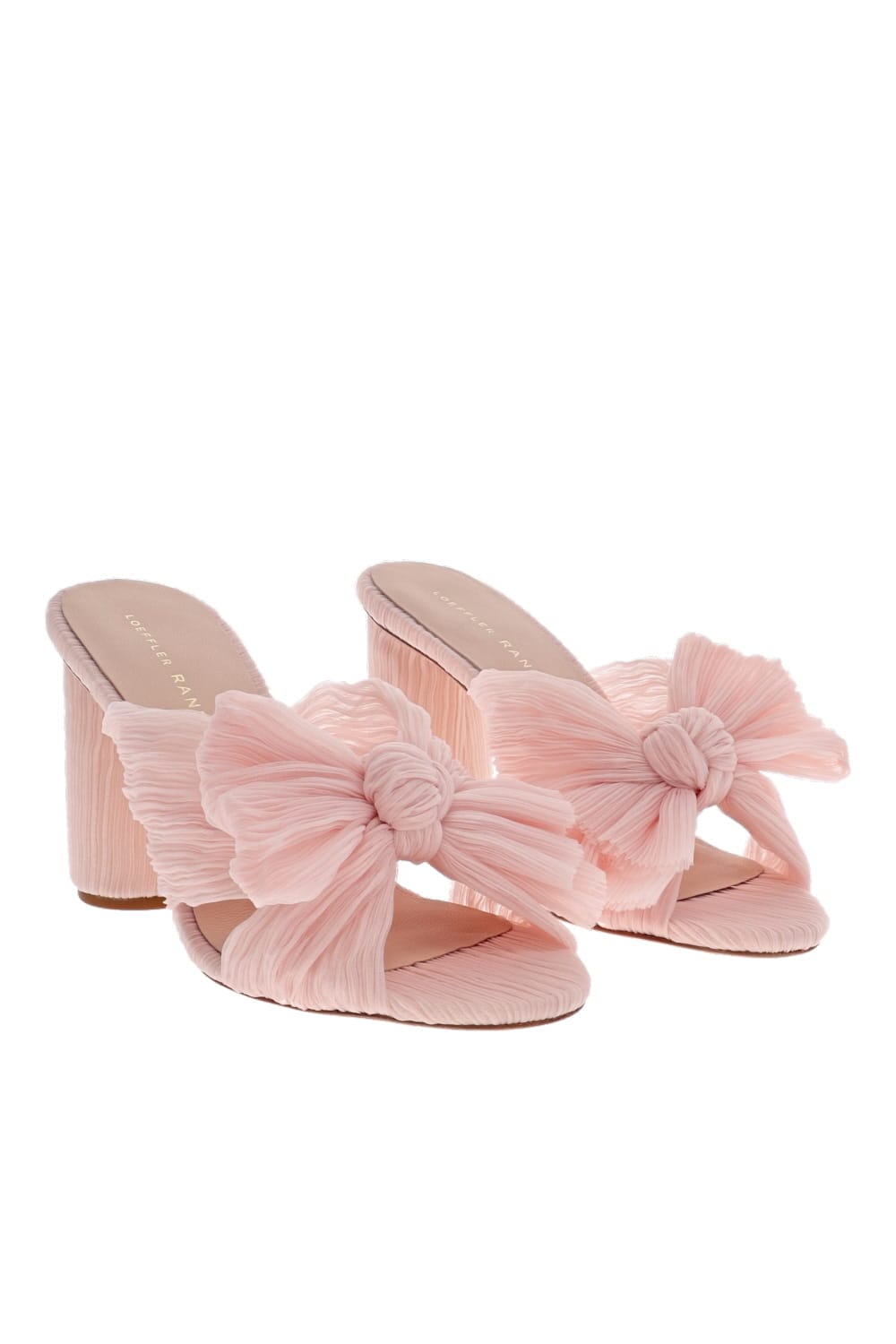 Loeffler Randall Penny Pleated Bow Block Heel Mule Pale Pink