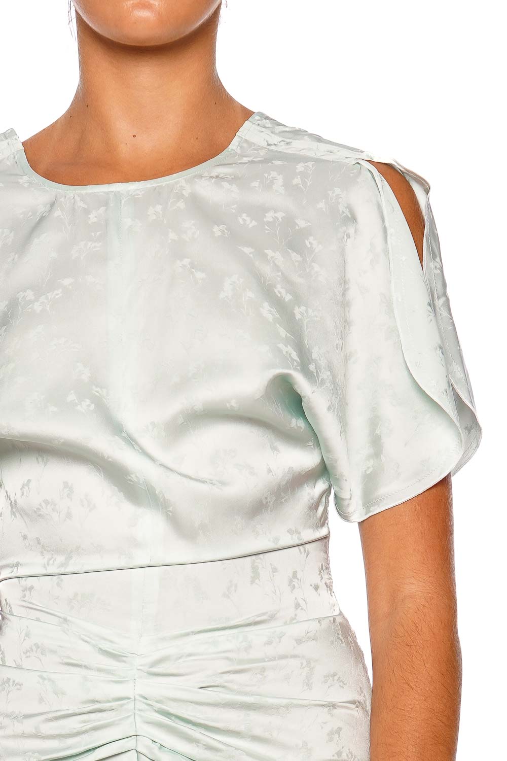 Victoria Beckham Bela Aquamarine Short Sleeve Midi Dress