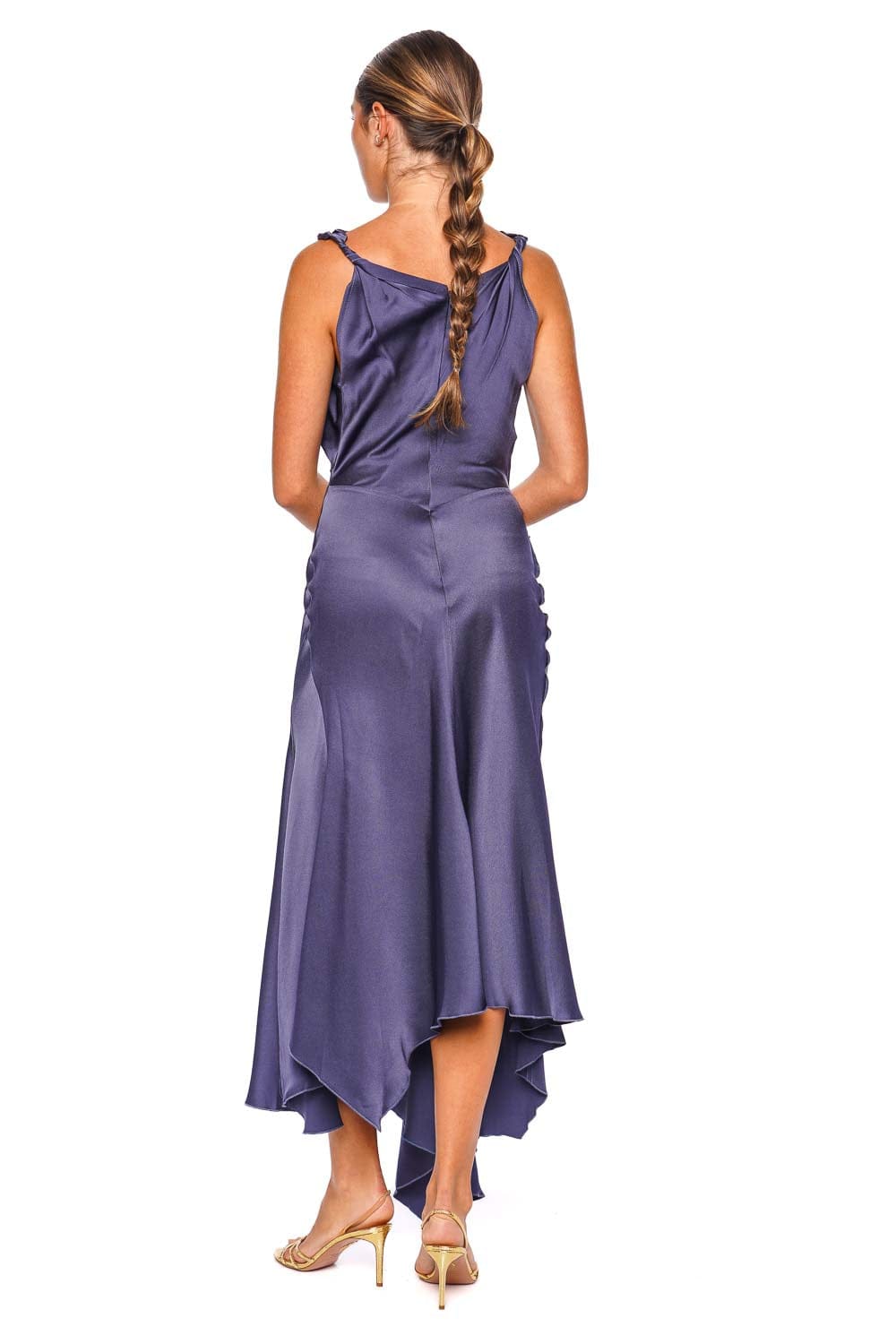 Victoria Beckham Posy Eclipse Sleeveless Asymmetrical Midi Dress