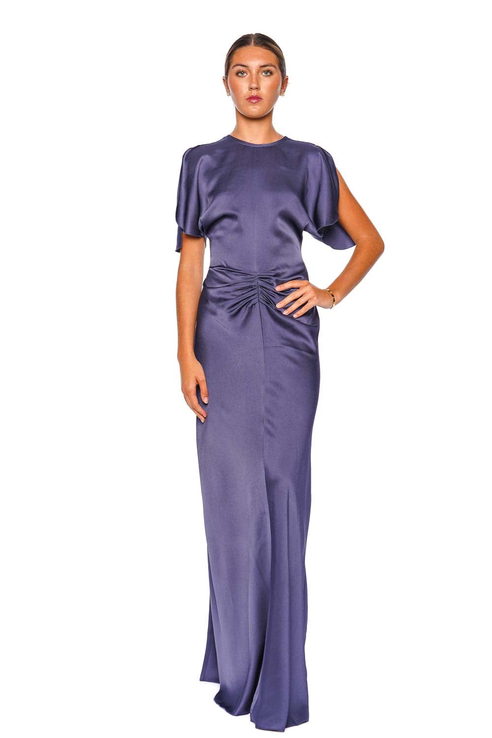 Victoria Beckham Isabella Eclipse Short Sleeve Ruched Gown