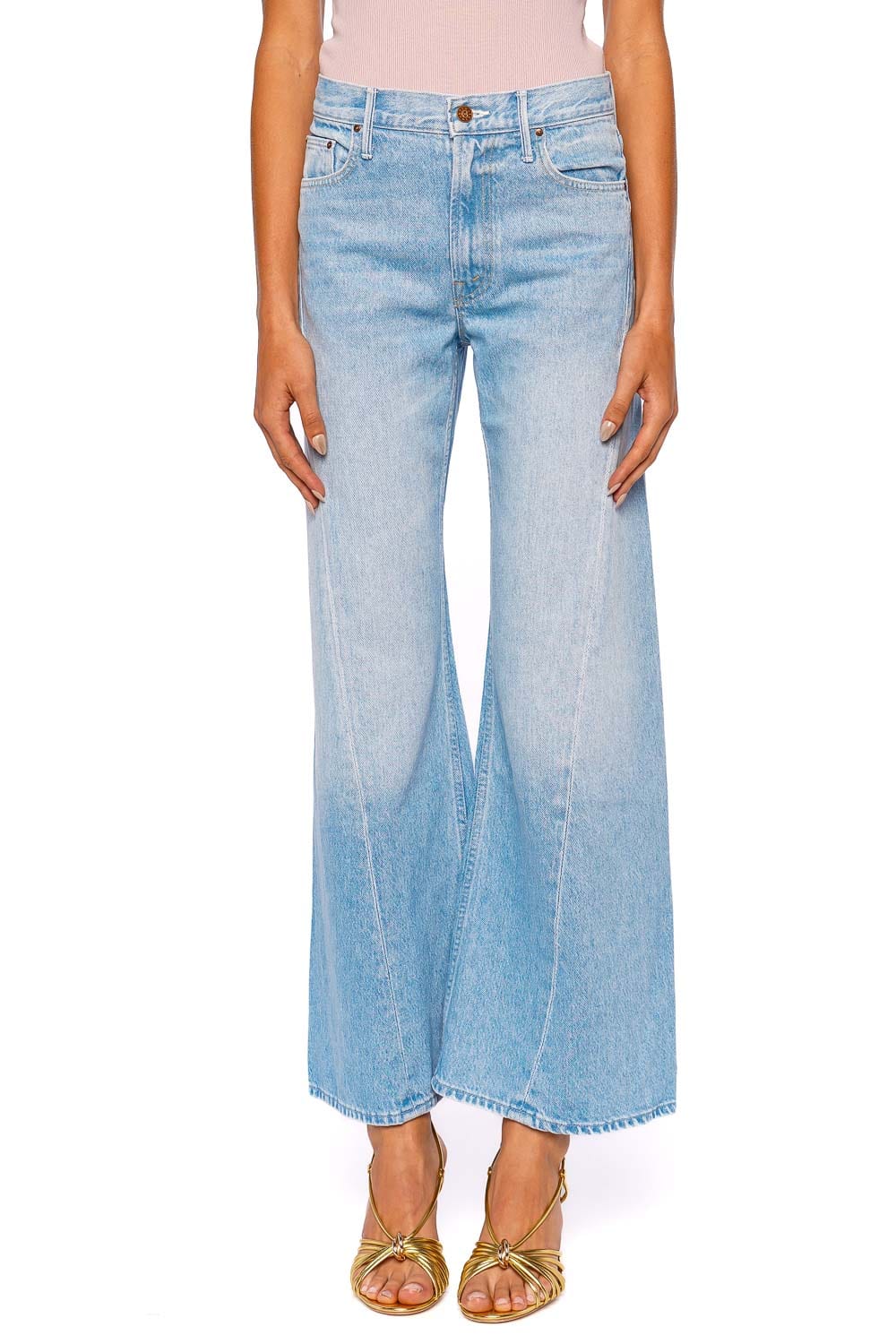 MOTHER Denim The Lemon Twist Sneak Munchies Light Wash Wide Leg Jeans