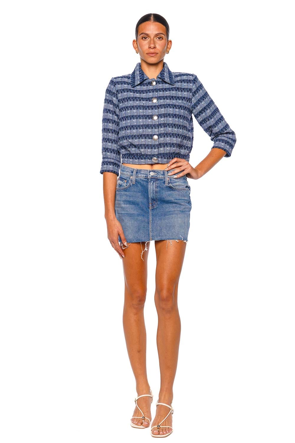 MOTHER Denim The Ditcher Fray Denim Mini Skirt