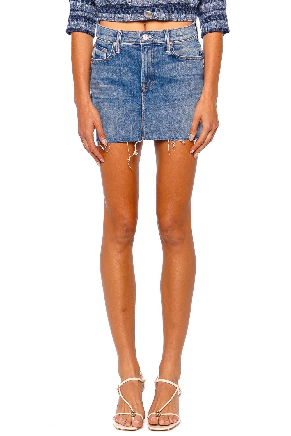 MOTHER Denim The Ditcher Fray Denim Mini Skirt