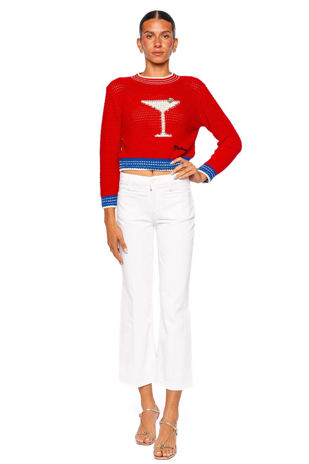 MOTHER Denim The Mini Bottoms Up Shrunken Knit Pullover