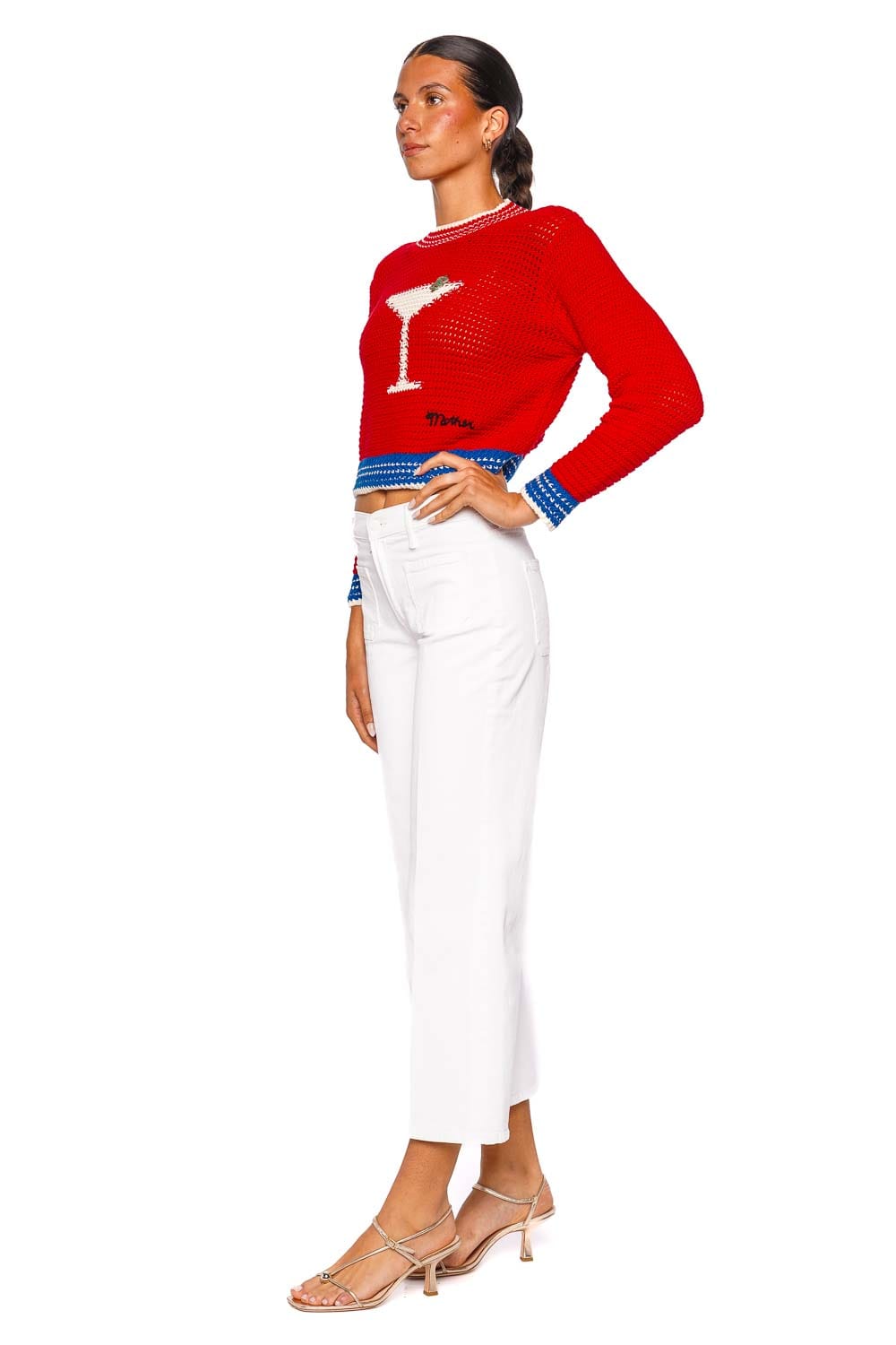 MOTHER Denim The Mini Bottoms Up Shrunken Knit Pullover