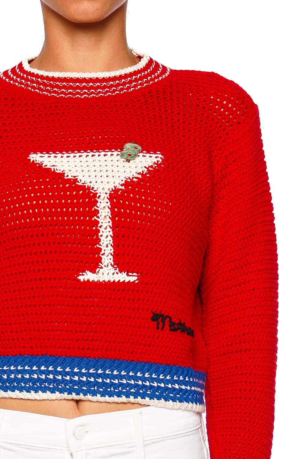 MOTHER Denim The Mini Bottoms Up Shrunken Knit Pullover